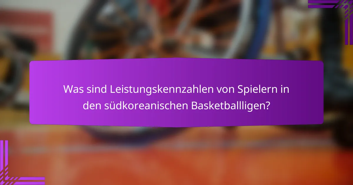 Was sind Leistungskennzahlen von Spielern in den südkoreanischen Basketballligen?