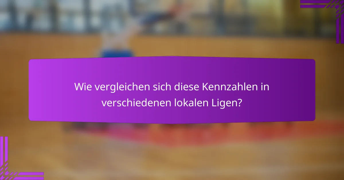 Wie vergleichen sich diese Kennzahlen in verschiedenen lokalen Ligen?